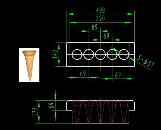 5 molds wafer cone 5 molds wafer cone